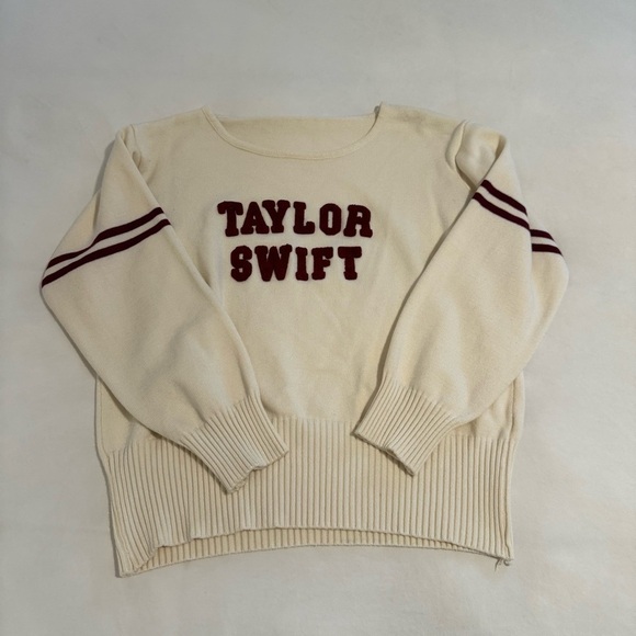 Taylor Swift Sweaters - Taylor Swift Red Varsity Knit Sweater